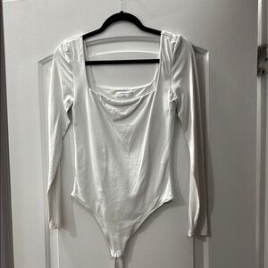 Elegant White Long Sleeve Bodysuit